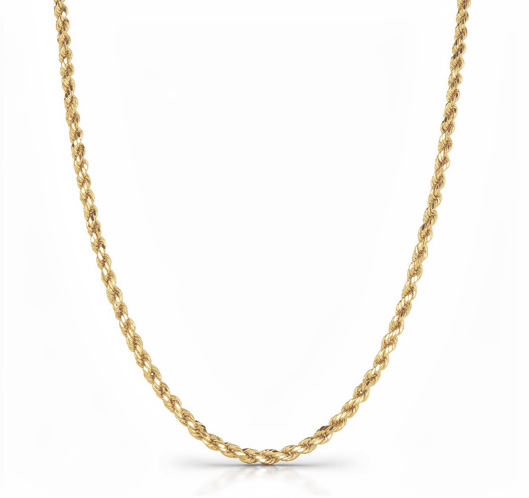 10K Yellow Gold Hollow Rope Chain 24" - Miral Jewelry