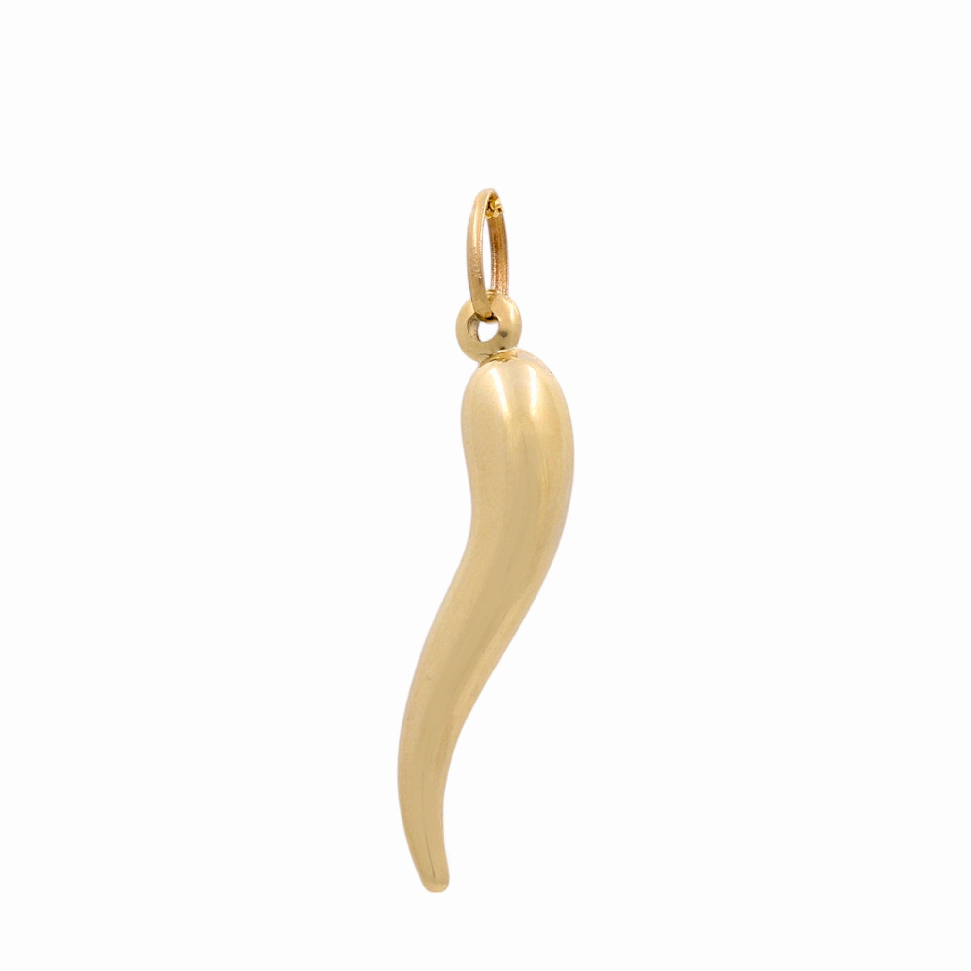 10K Yellow Gold Polished Cornicello Horn Pendant 1.8 g