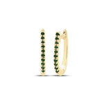 10K Yellow Gold Huggie Earrings with 0.05Tw Round Emeralds - Miral Jewelry