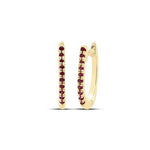 10K Yellow Gold Huggie Earrings with 0.05Tw Round Rubys - Miral Jewelry