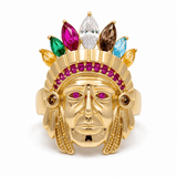 10k Yellow Gold Indian with Color Stone Fashion Men's Ring - Miral Jewelry