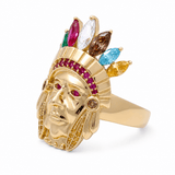 10k Yellow Gold Indian with Color Stone Fashion Men's Ring - Miral Jewelry