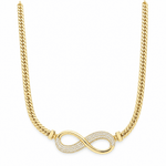 10K Yellow Gold Infinity Necklace with Pavé CZ – 18" - Miral Jewelry