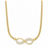 10K Yellow Gold Infinity Necklace with Pavé CZ – 18" - Miral Jewelry