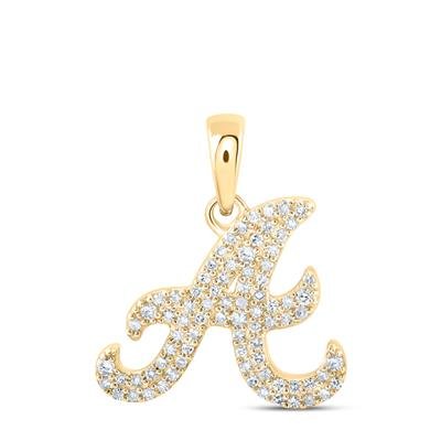 10k Yellow Gold Inicial A Diamond Women's Pendant with 0.16Tw Round Diamond - Miral Jewelry