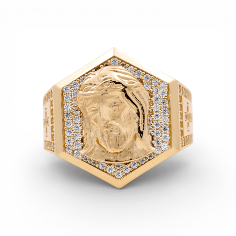 10k Yellow Gold Jesus Fashion Men's Ring - Miral Jewelry
