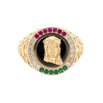 10k Yellow Gold Jesus Fashion Men's Ring - Miral Jewelry