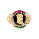 10k Yellow Gold Jesus Fashion Men's Ring - Miral Jewelry