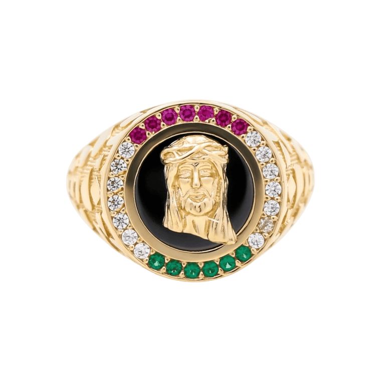 10k Yellow Gold Jesus Fashion Men's Ring - Miral Jewelry