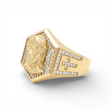 10k Yellow Gold Jesus Fashion Men's Ring - Miral Jewelry