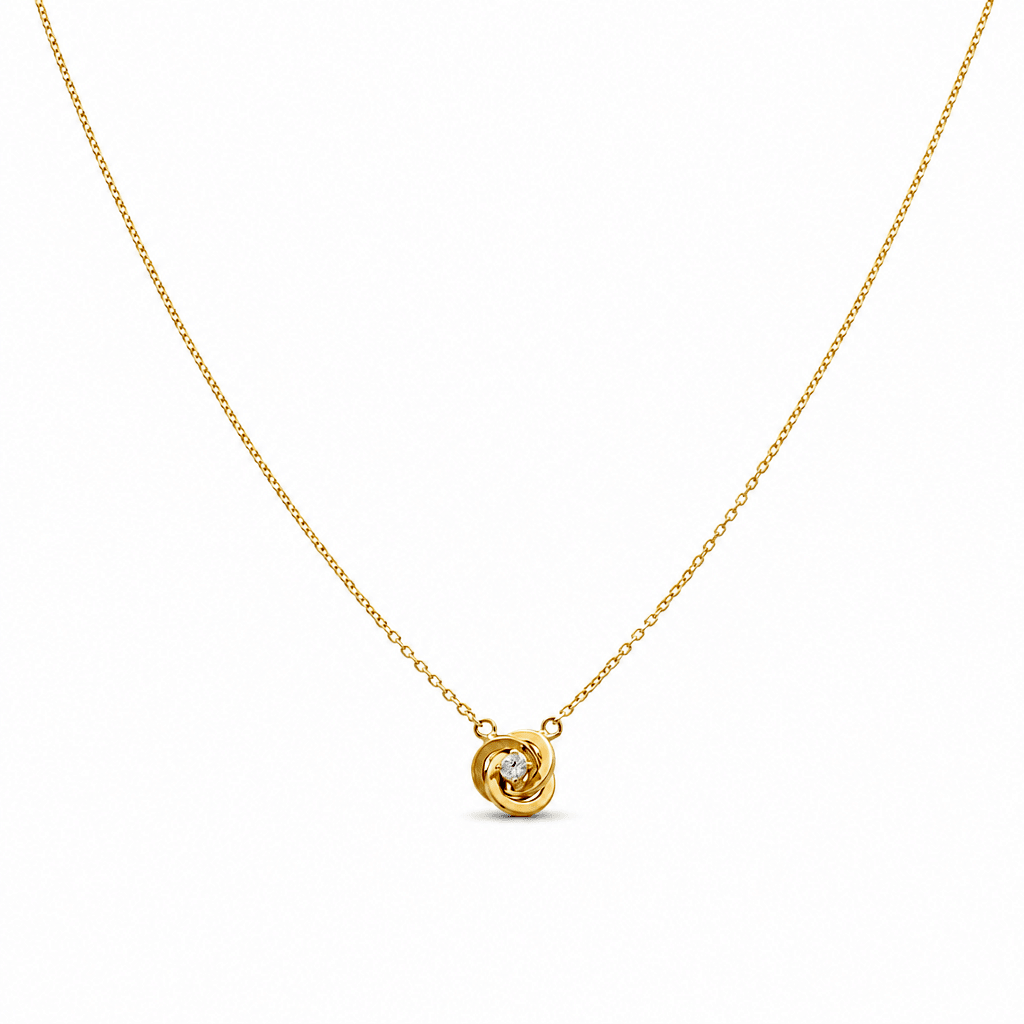 10k Yellow Gold Knot with Cz Necklace - Miral Jewelry
