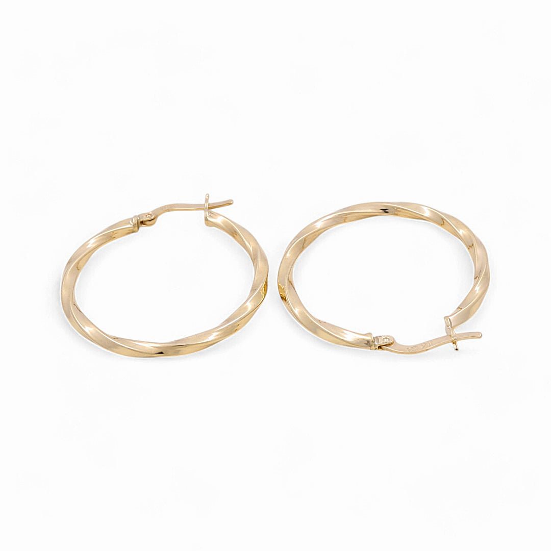 10K Yellow Gold Large Twist Hoop Earrings 2 g – view 2