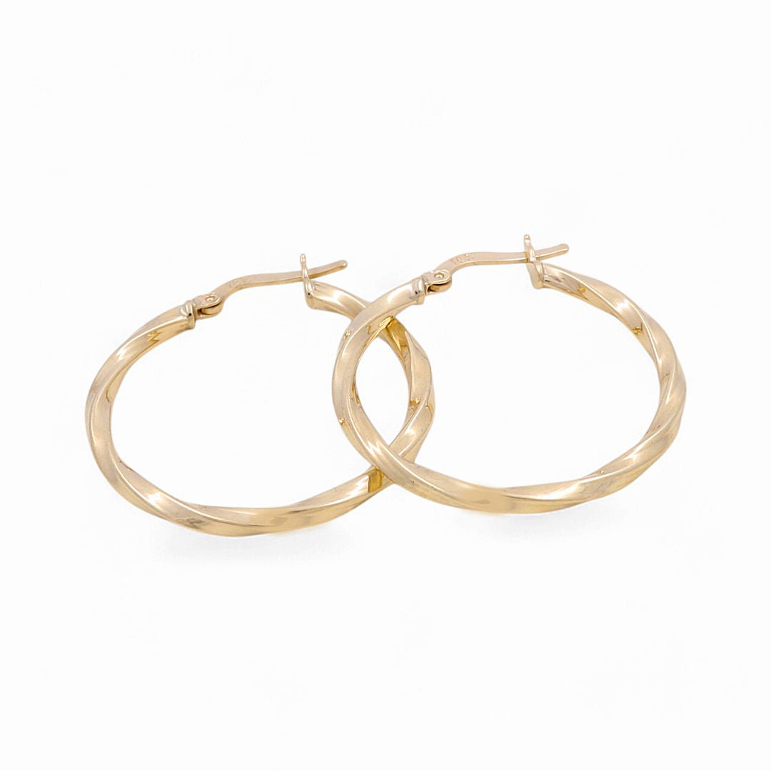 10K Yellow Gold Twisted Large Hoop Earrings 2 g