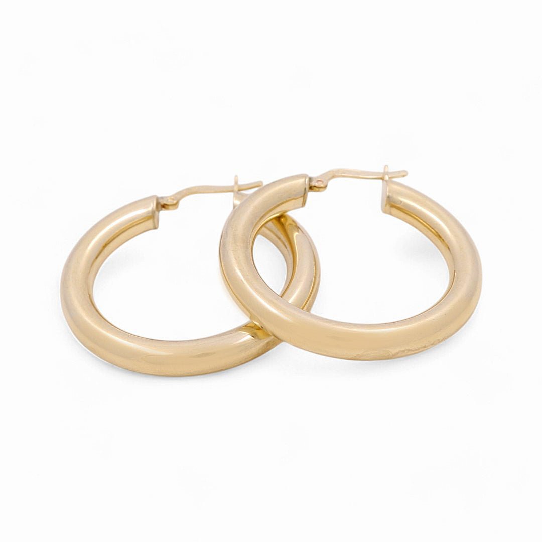 10K Yellow Gold Chunky Tube Large Hoop Earrings 4.7 g