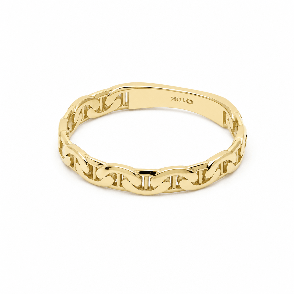 10K Yellow Gold Link Fashion Women's Ring - Miral Jewelry