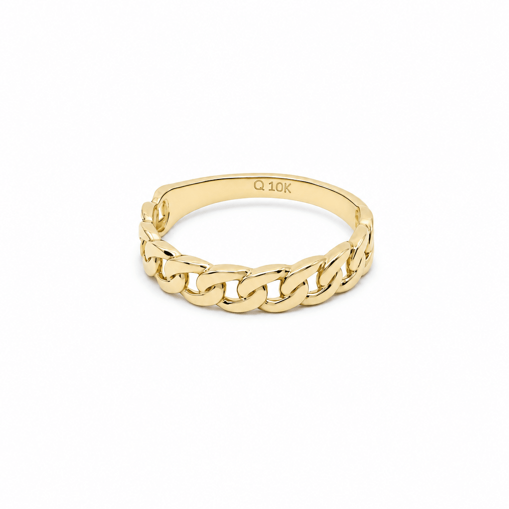 10K Yellow Gold Links Fashion Women's Ring - Miral Jewelry