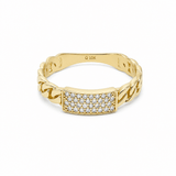 10K Yellow Gold Links With CZ Fashion Women's Ring - Miral Jewelry