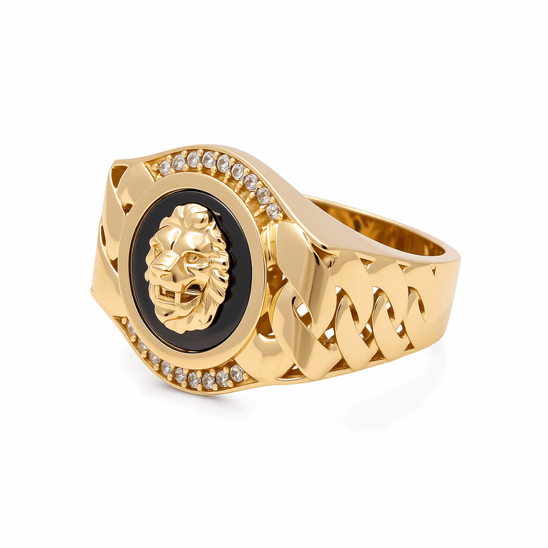 10k Yellow Gold Lion Men's Fashion Ring - Miral Jewelry