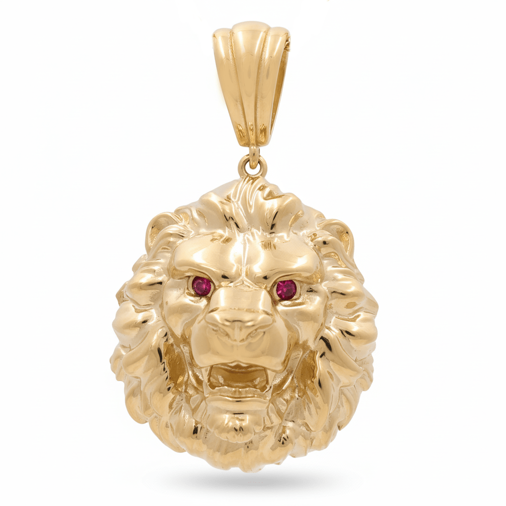 10K Yellow Gold Lion Pendant - Miral Jewelry