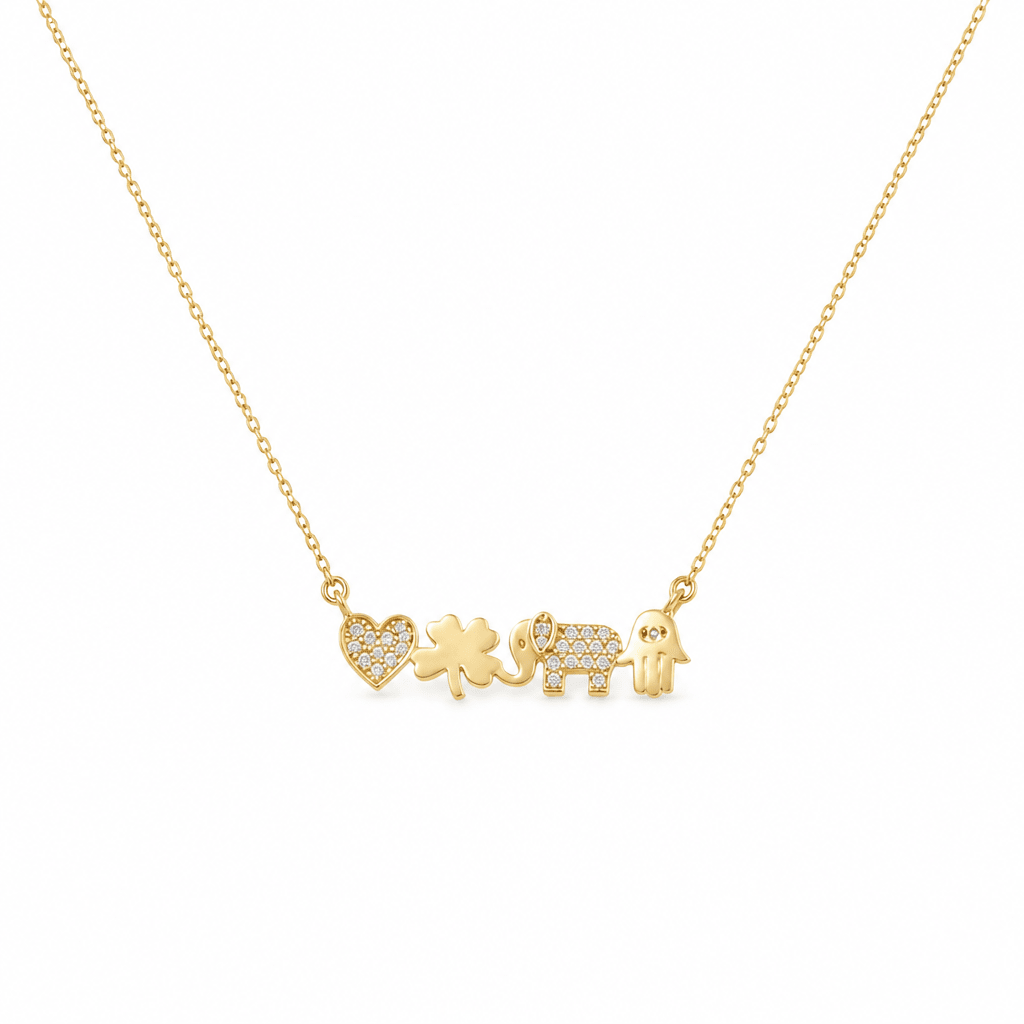 10k Yellow Gold Lucky Necklaces 17" - Miral Jewelry