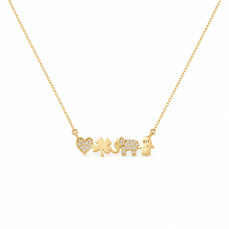 10k Yellow Gold Lucky Necklaces 17" - Miral Jewelry