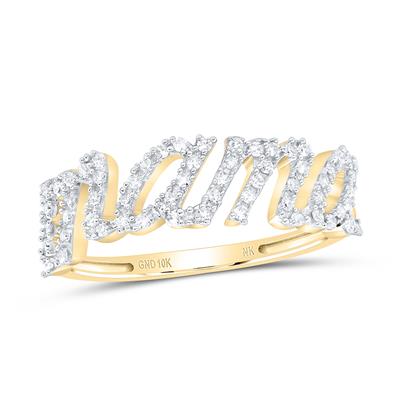 10K Yellow Gold Mama Diamond Fashion Ring with 0.20Tw Round Diamonds - Miral Jewelry