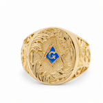 10k Yellow Gold Mansonic Oval Fashion Men's Ring - Miral Jewelry
