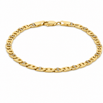 10K Yellow Gold Mariner Link Bracelet with CZ – 7.5" - Miral Jewelry