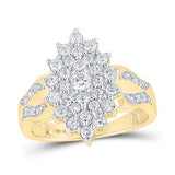 10K Yellow Gold Marquise Diamond Fashion Ring with 1.00Tw Round Diamonds - Miral Jewelry