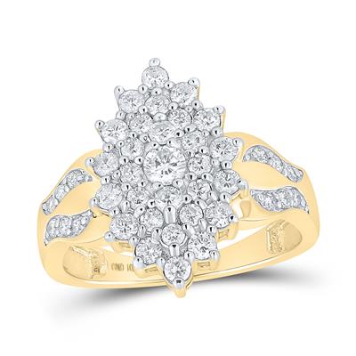 10K Yellow Gold Marquise Diamond Fashion Ring with 1.00Tw Round Diamonds - Miral Jewelry