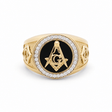 10k Yellow Gold Mason with Onyx Fashion Men's Ring - Miral Jewelry