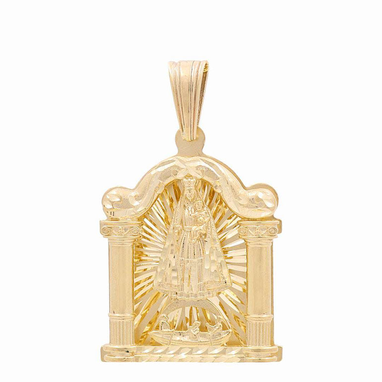 10K Yellow Gold Medal Caridad del Cobre Pendant - Miral Jewelry