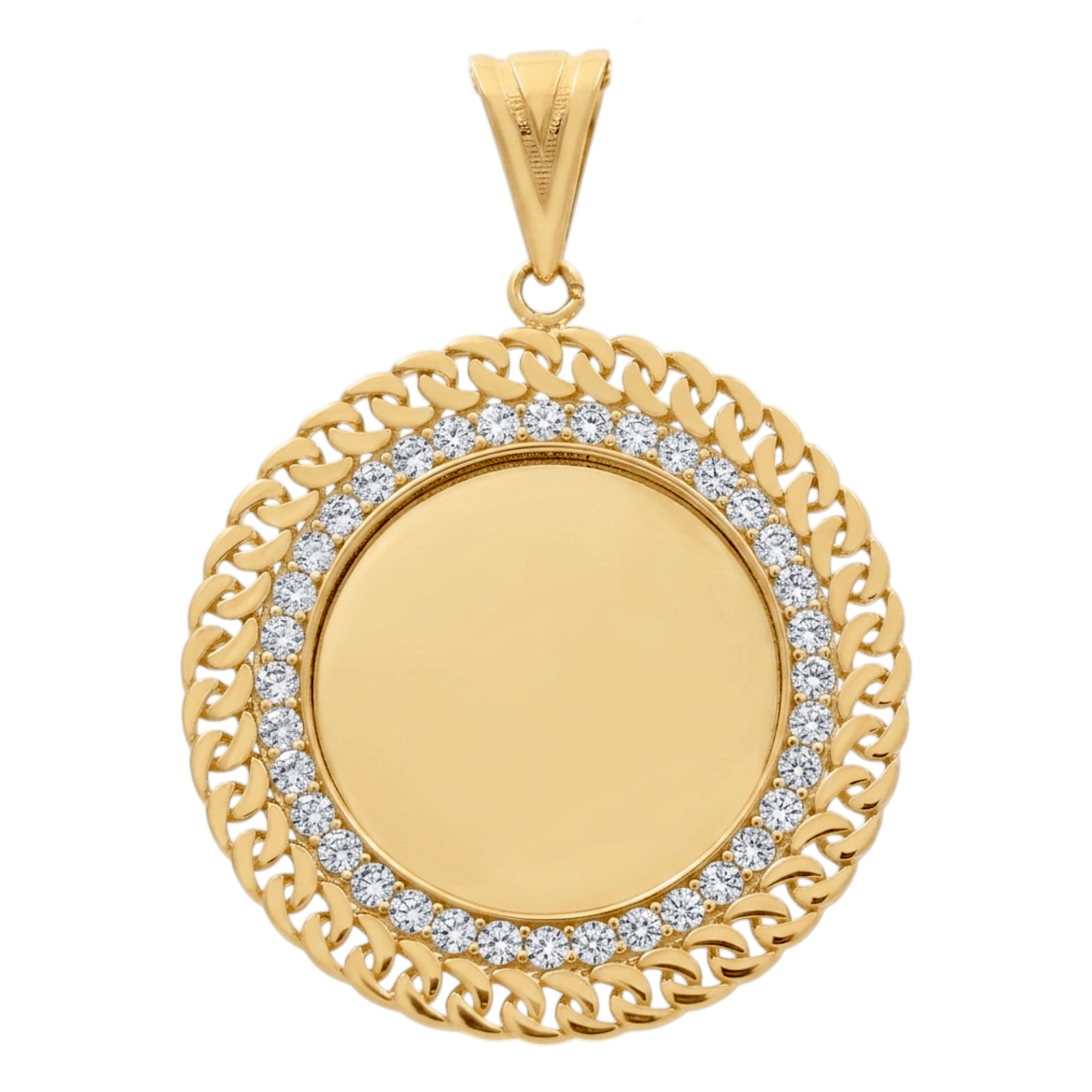 10K Yellow Gold Medal with Cz Pendant - Miral Jewelry
