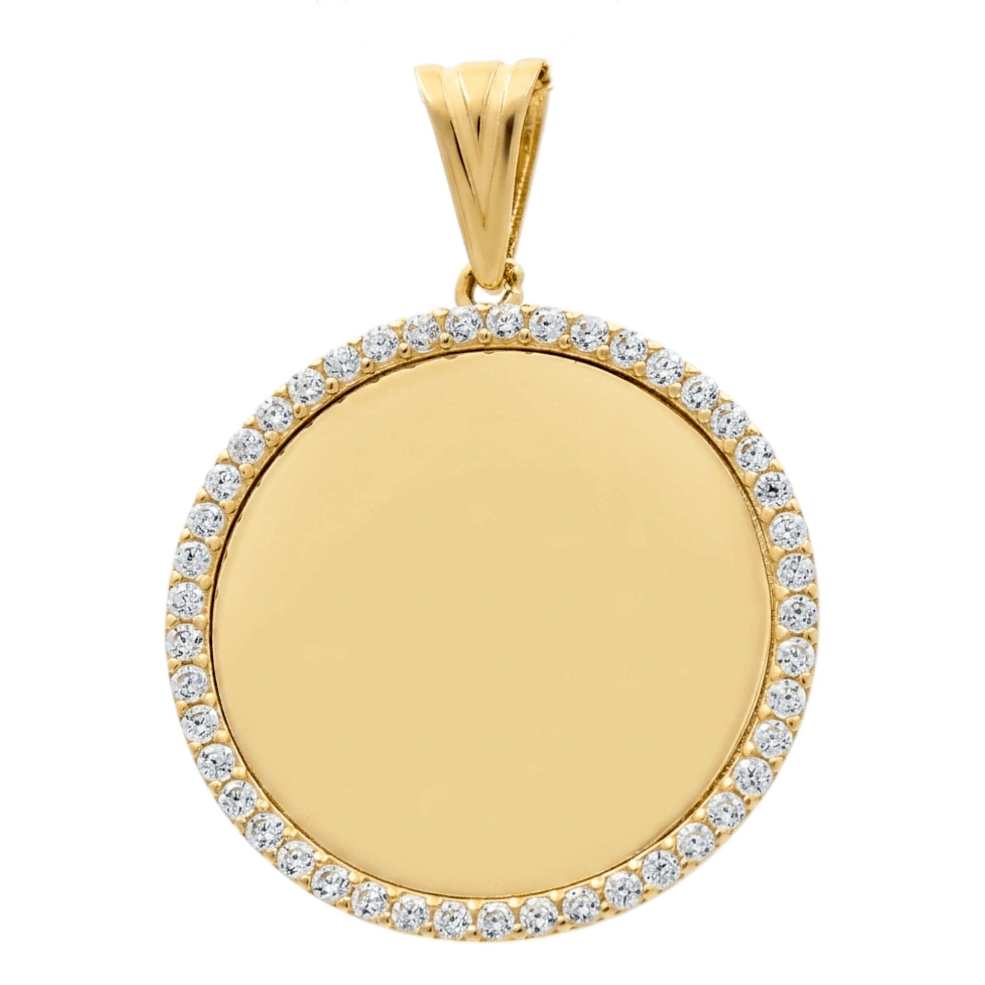 10K Yellow Gold Medal with Cz Pendant - Miral Jewelry