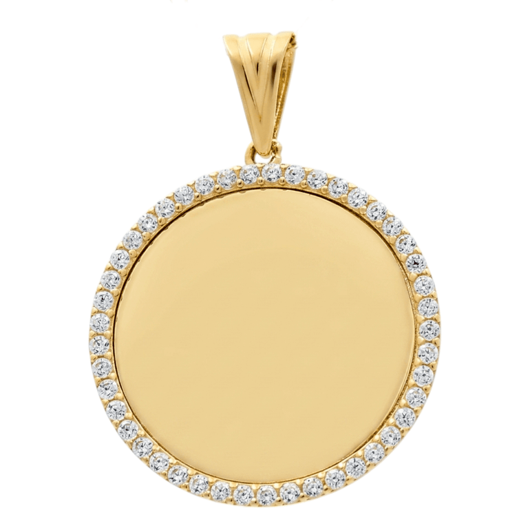 10K Yellow Gold Medal with Cz Pendant - Miral Jewelry