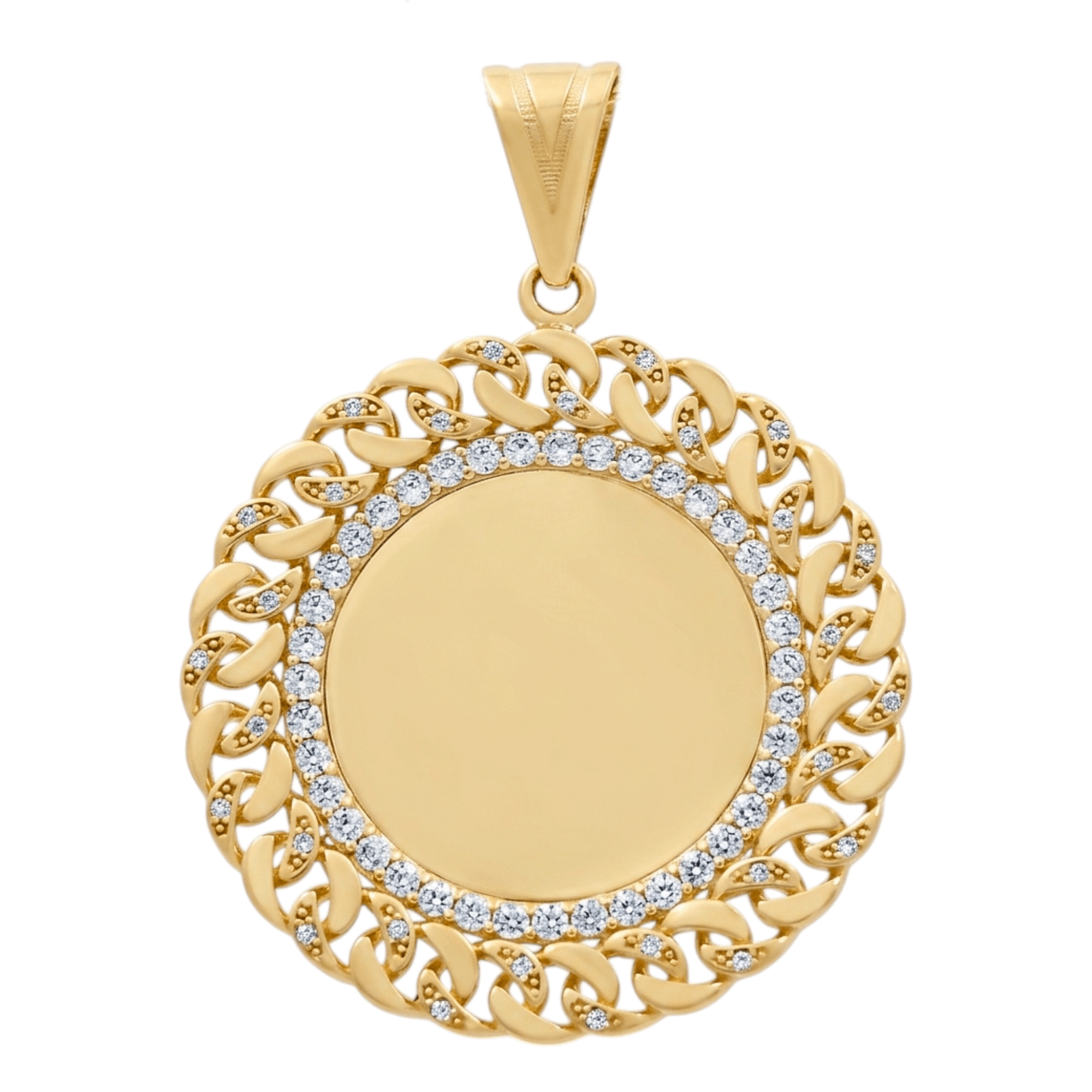 10K Yellow Gold Medal with Cz Pendant - Miral Jewelry