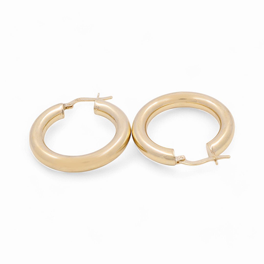 10K Yellow Gold Medium Hoop Earrings - Miral Jewelry