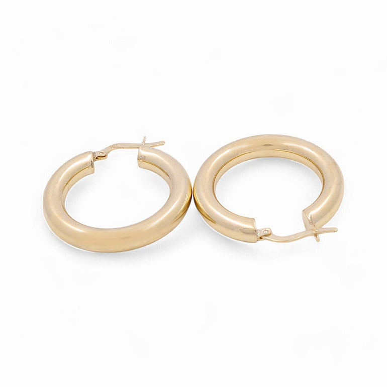 10K Yellow Gold Medium Hoop Earrings - Miral Jewelry