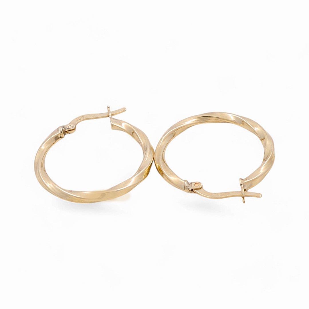 10K Yellow Gold Medium Twist Hoop Earrings 1.7 g – view 2