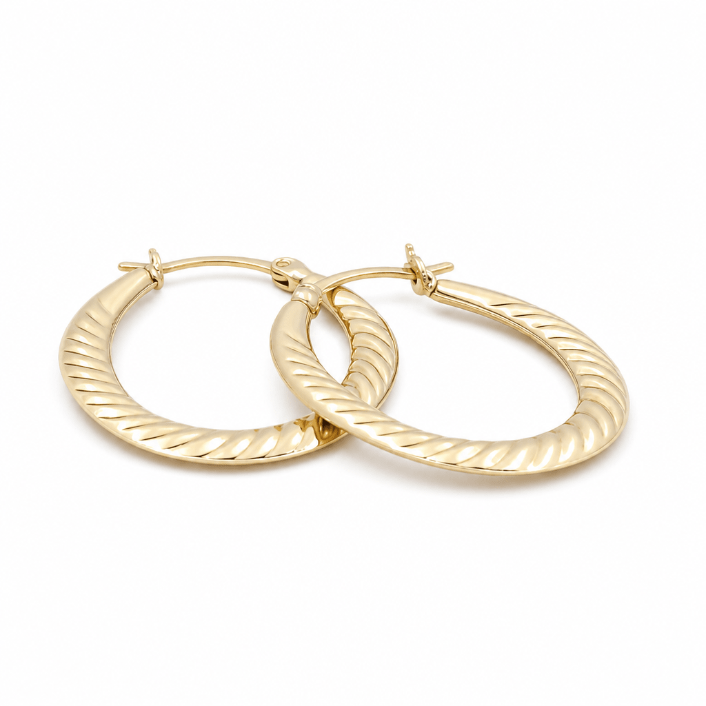 10K Yellow Gold Medium Hoop Earrings - Miral Jewelry