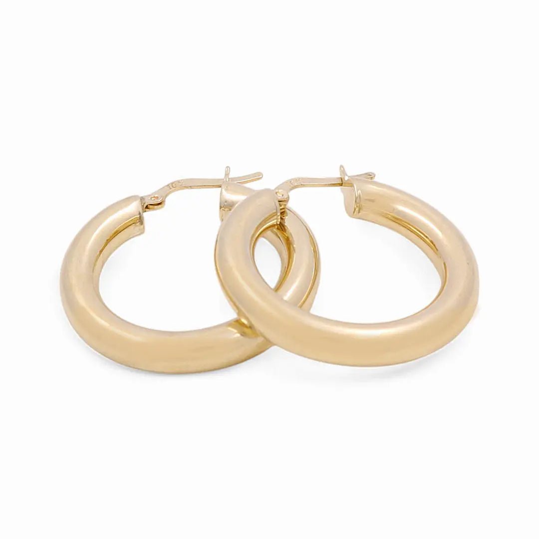10K Yellow Gold Medium Thick Tube Hoop Earrings Style 12352