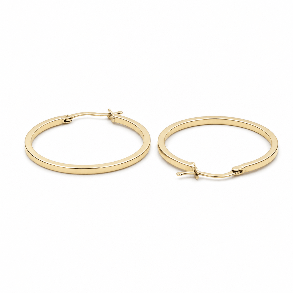 10K Yellow Gold Medium Hoop Earrings - Miral Jewelry