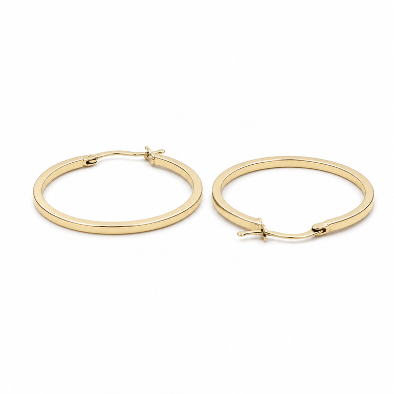 10K Yellow Gold Medium Hoop Earrings - Miral Jewelry