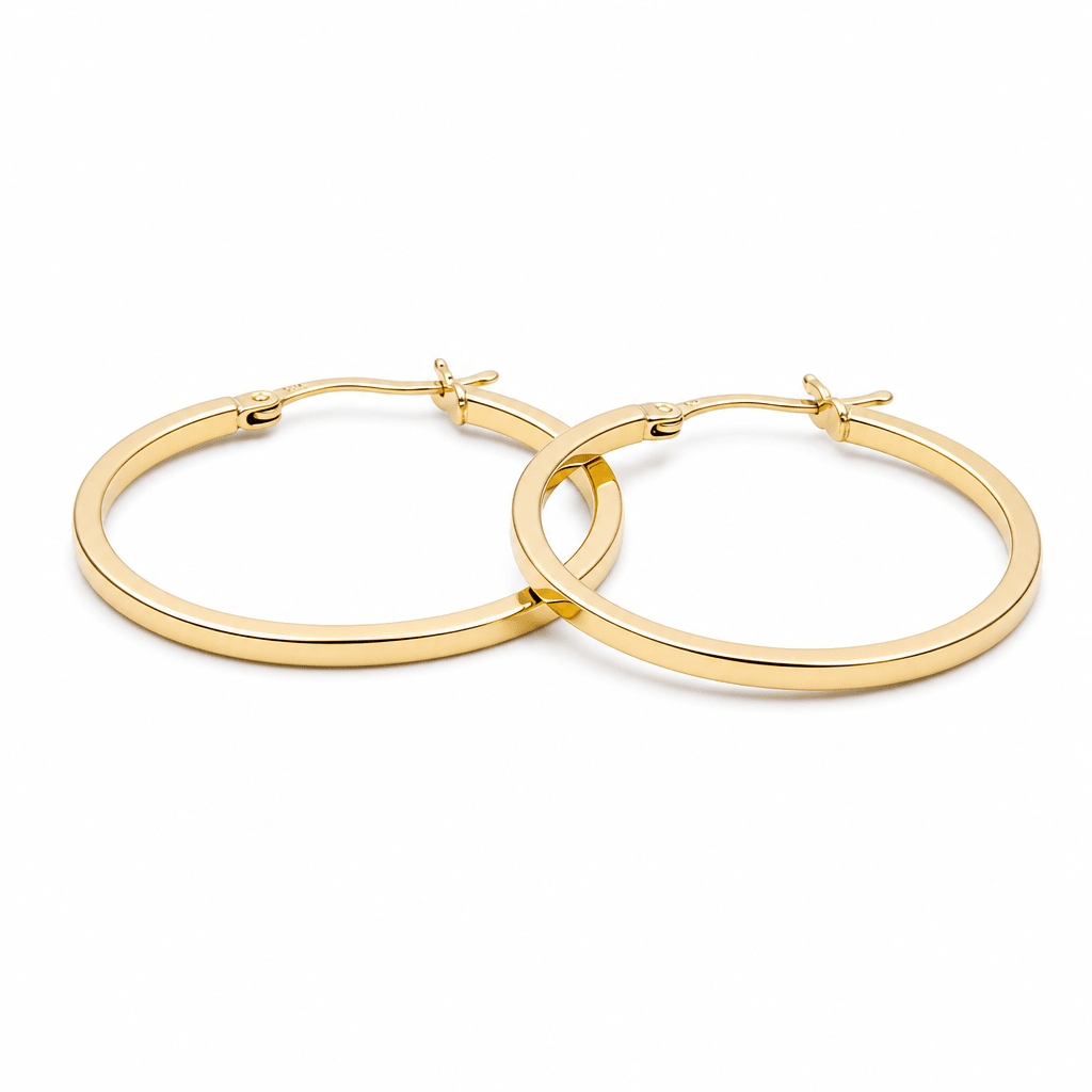 10K Yellow Gold Medium Hoop Earrings - Miral Jewelry