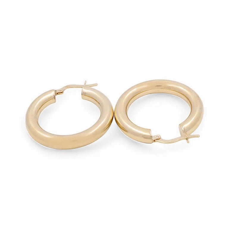 10K Yellow Gold Medium Hoop Earrings - Miral Jewelry