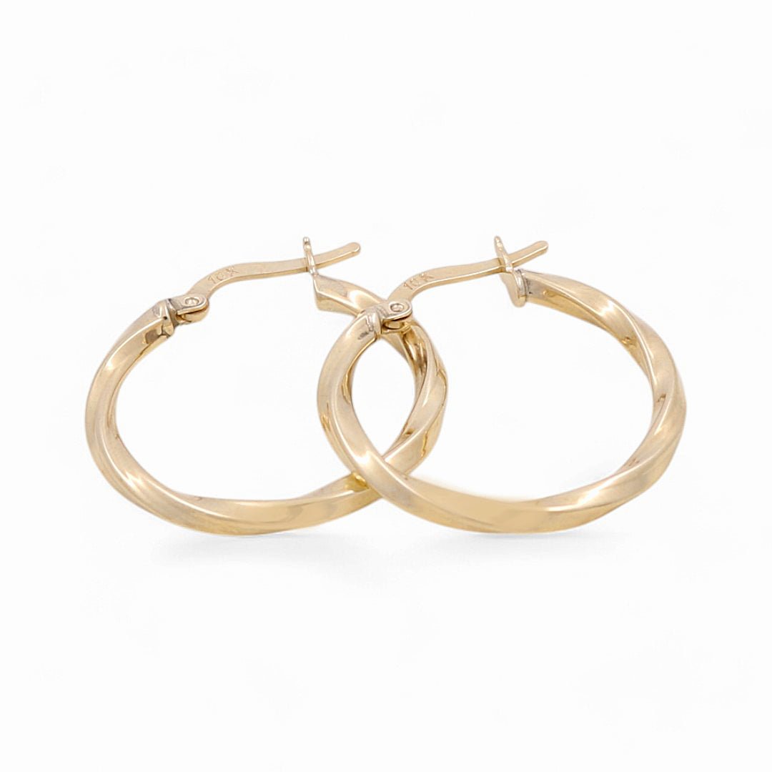 10K Yellow Gold Medium Twist Hoop Earrings 1.7 g