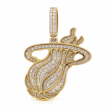 10k Yellow Gold Miami Heat Diamond Pendant with 1.75Tw Round Diamonds - Miral Jewelry