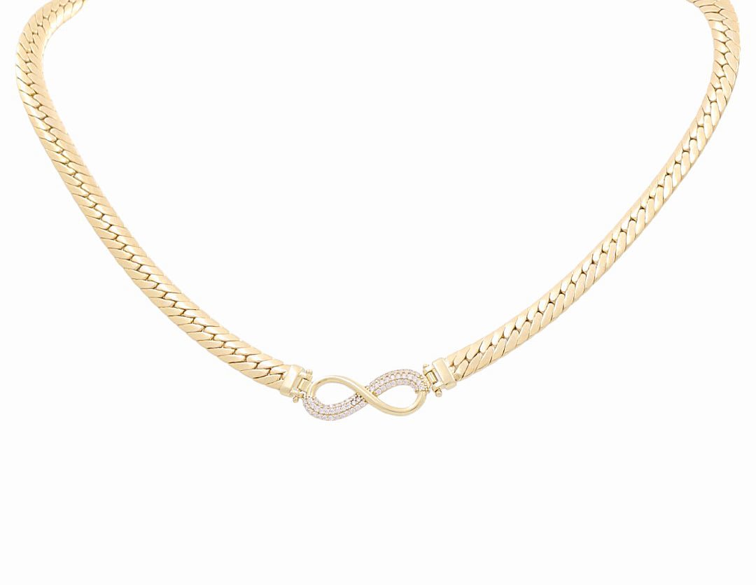 10k Yellow Gold Miami Herrigbone Necklace - Miral Jewelry