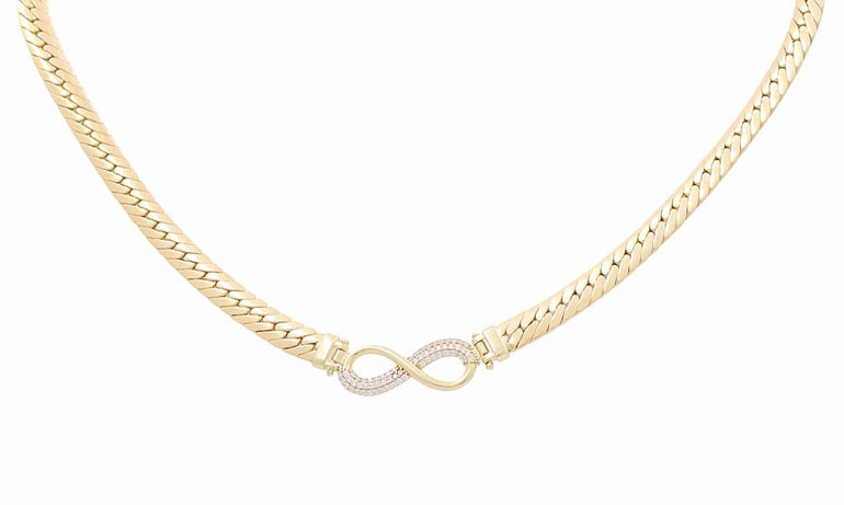 10k Yellow Gold Miami Herrigbone Necklace - Miral Jewelry