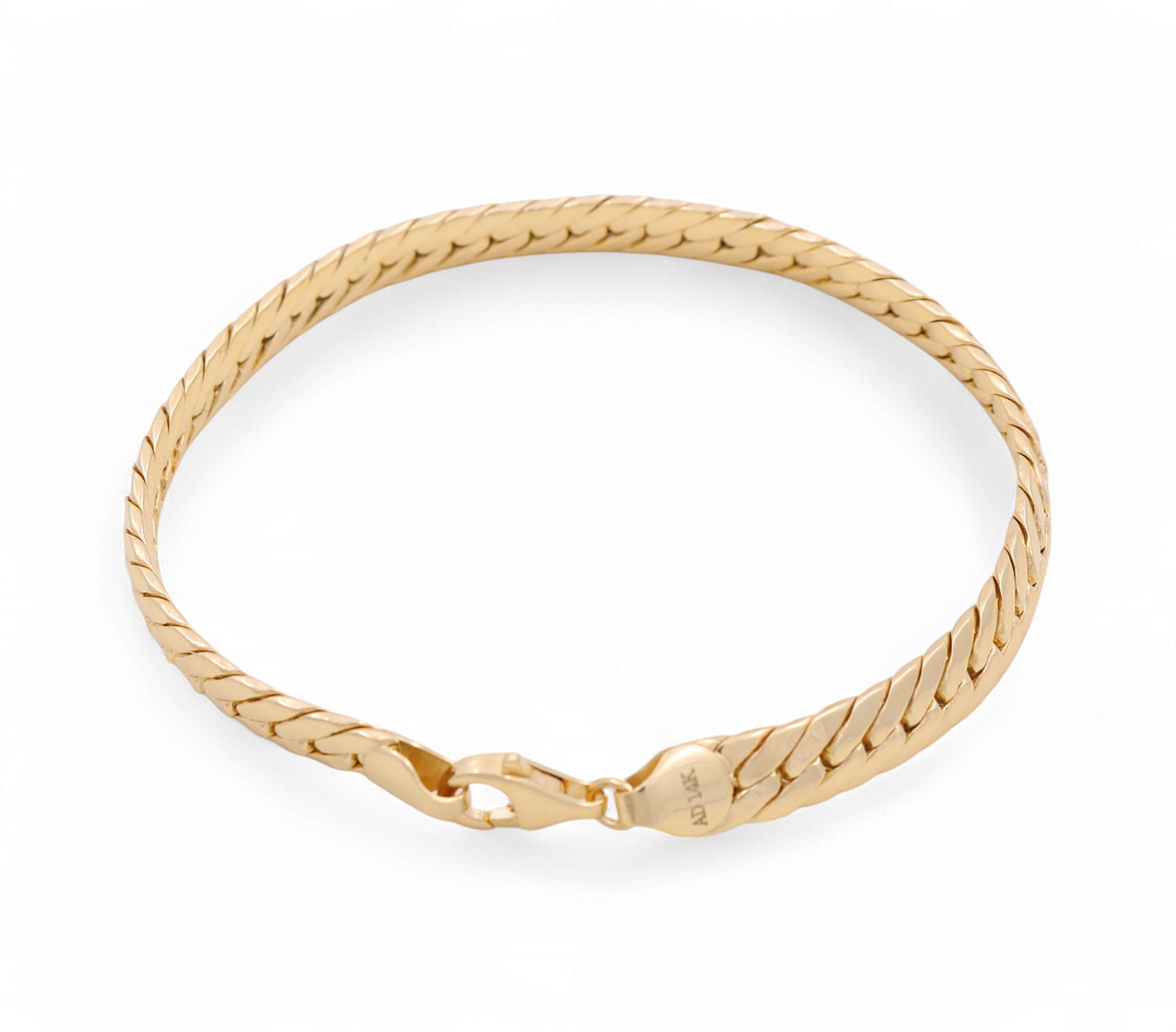 10K Yellow Gold Miami Herrigbone Women's Bracelet - Miral Jewelry